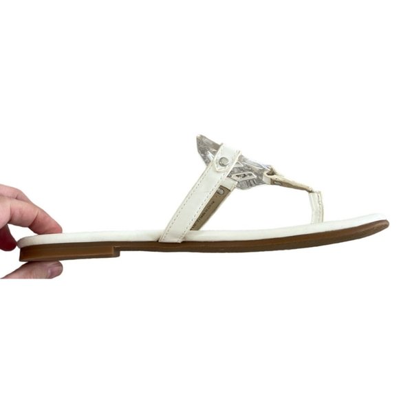 J McLaughlin Lucy Sandals White Patent Leather Thong Flip Flop 7.5M MSRP $98 - Picture 7 of 11